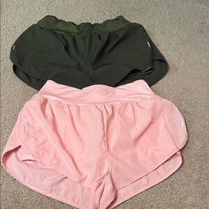 SHEIN Women’s Running Shorts - Olive Green & Light Pink